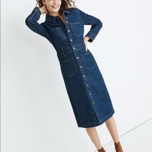 NWT Madewell Denim Snap Front Midi Shirtdress